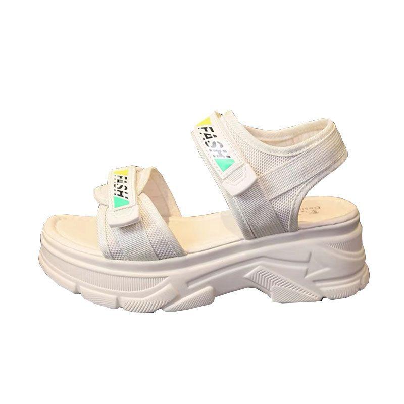 Sports sandals women's black 2025 new summer Velcro thick-soled wedge heel lightweight soft-soled casual open-toed shoes