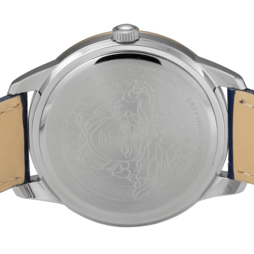 Versace GRECA SIGNATURE Watch, Blue Dial, Quartz Movement, Water Resistant, Sapphire Crystal, 38mm, Men's, VEVC00219, Blue