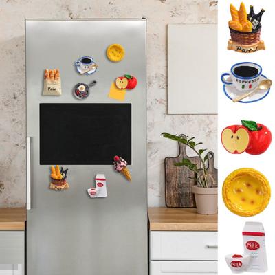 Yousheng 3D Simulated Food Fridge Magnet Resin Cartoon Bread Ice Cream Cone Coffee Milk Fruit Refrigerator Magnet Home Office Kitchen Decoration