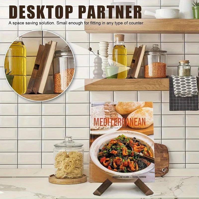 Wooden Kitchen Countertop Recipe Holder Simple Desktop Ornament Cookbook Stand Holder Home Table Decor Book Reading Rest