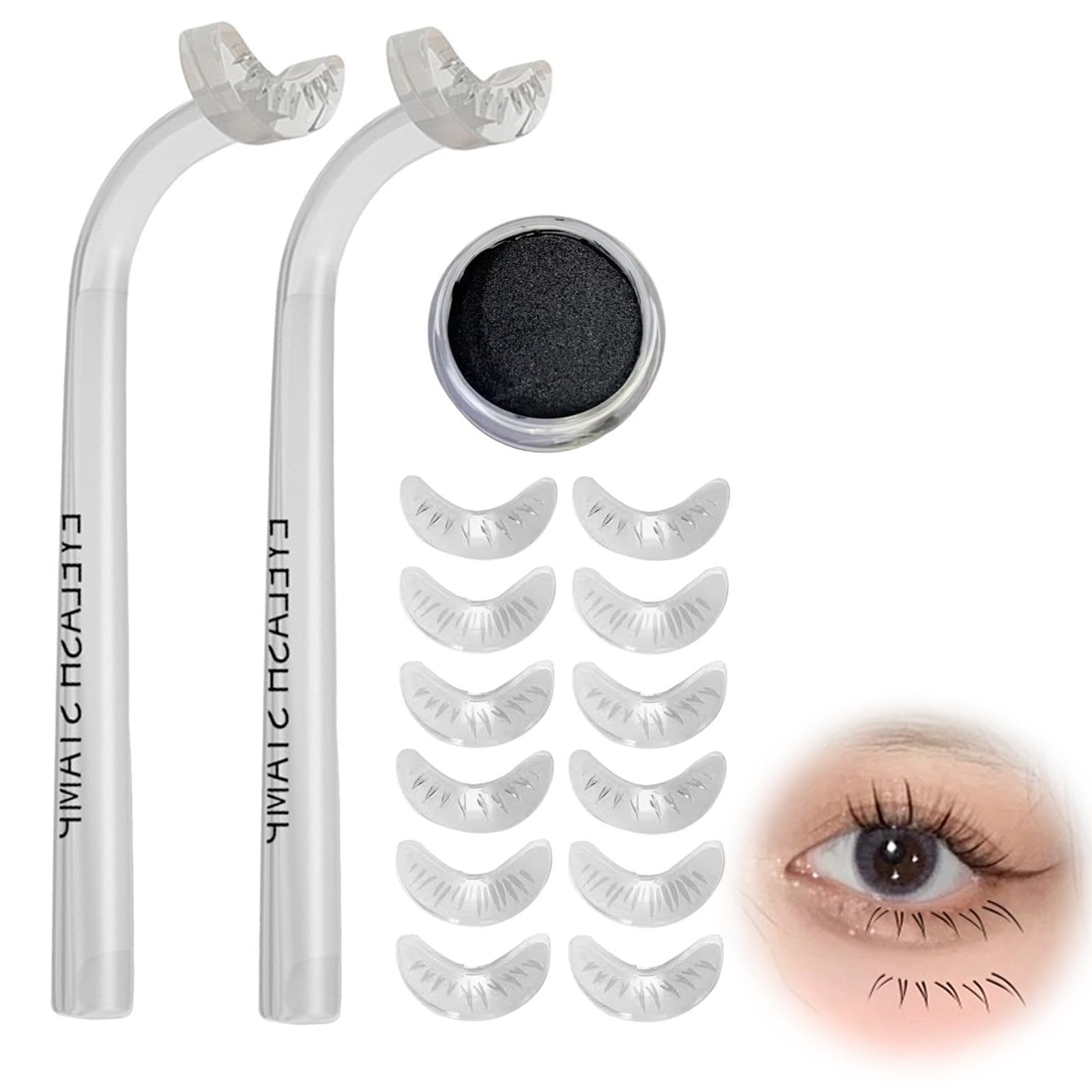 

Coollooda Lower Eyelash Stamp - Creates a Super Natural 3D Look. Eyelash Stamp, False Eyelashes, Easy Application, One-Second Eye Makeup,