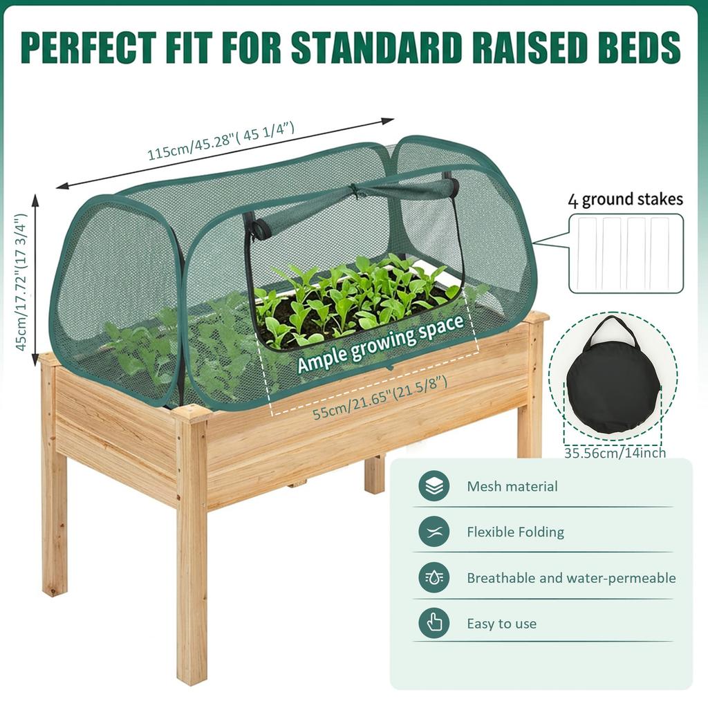 1/2Pcs Garden Bed Mesh Cover Foldable Plant Protection Netting with Stakes Pop Up Raised Flower Bed Bird Proof Net Planter Cover