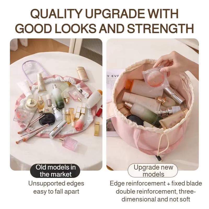 1PC Drawstring Waterproof Bucket Large Capacity Cosmetic Fashionable Makeup Fashionable Bag Portable Organizer High-End 30x17cm