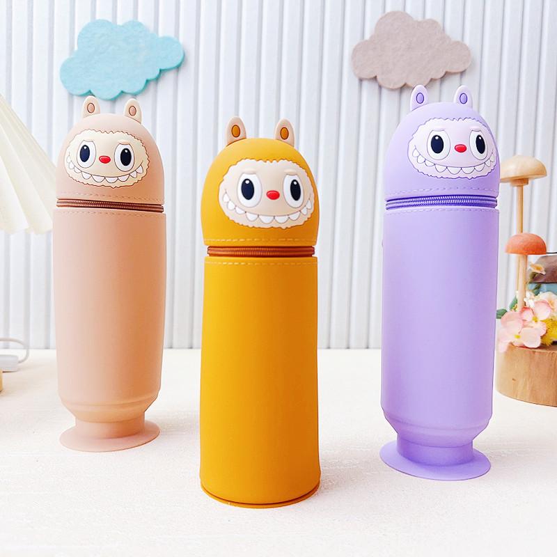 

Мультяшный силиконовый пенал Милый выдвижной круглый держатель для карандашей Пенал Студенческий пенал для хранения канцелярских товаров Пенал