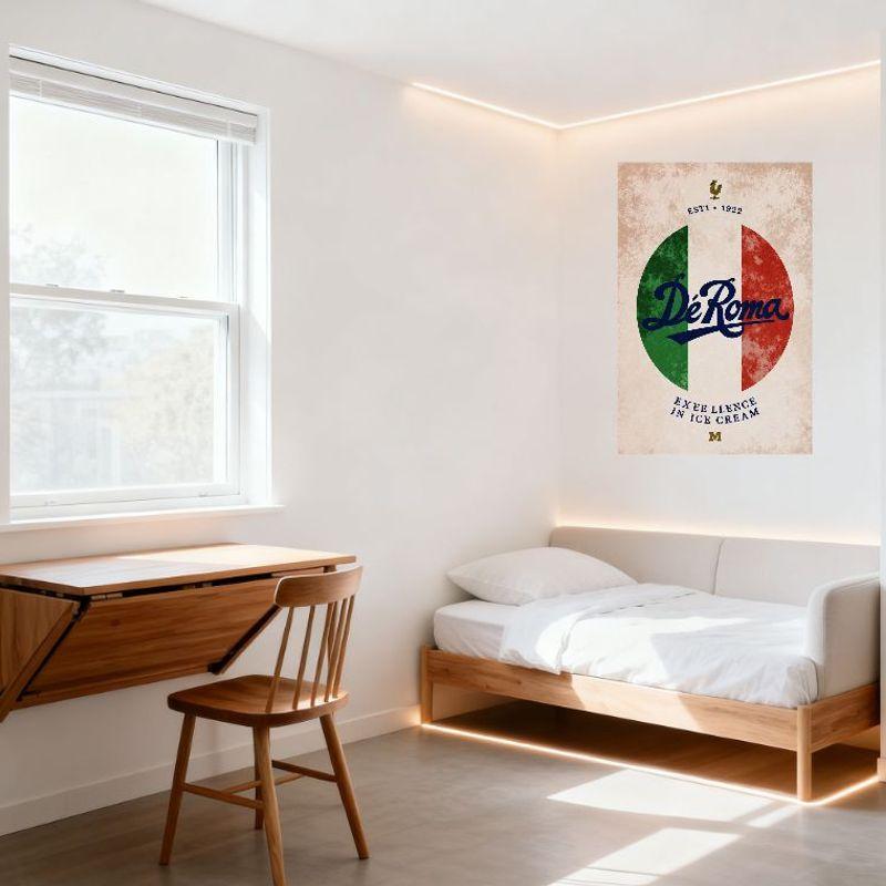 Vintage EST.1922 Dé Roma Ice Cream Metal Tin Sign Distressed Italian Flag Style Wall Decor for Café Home Man Cave