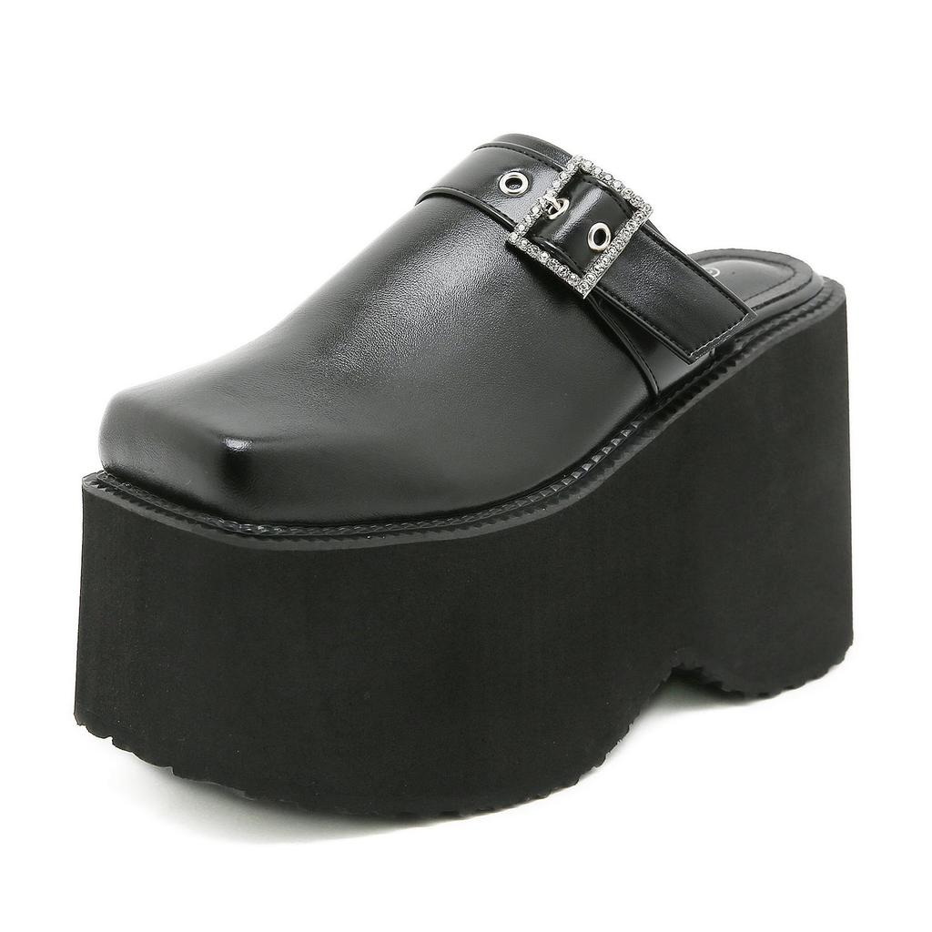 Wedges mules shoes Women high heel pumps Fashion slipper sandals platform casual outdoor comfortable Square toe Summer shoes