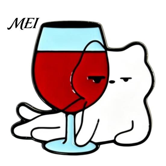 Alloy Enamel Brooch Outfit for Men & Women, Cartoon Kitten Drinking Colorful Badge Wine Pin, Decorative Accessory Jackets Bags Hats Pin