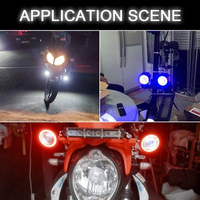 Motorcycle Headlights Spotlights Motorbike LED Auxiliary Lamp 125W U7 Headlamp 2Pcs/set LED Motorcycle Angel Eyes