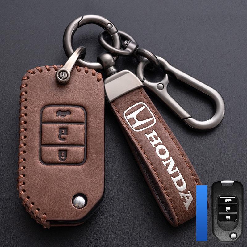Leather Car Key Remote Cover Full Case Accessories For Honda Civic Accord HR-V CR-V CRV 11th 2022 2023 City Fit Odyssey Jade
