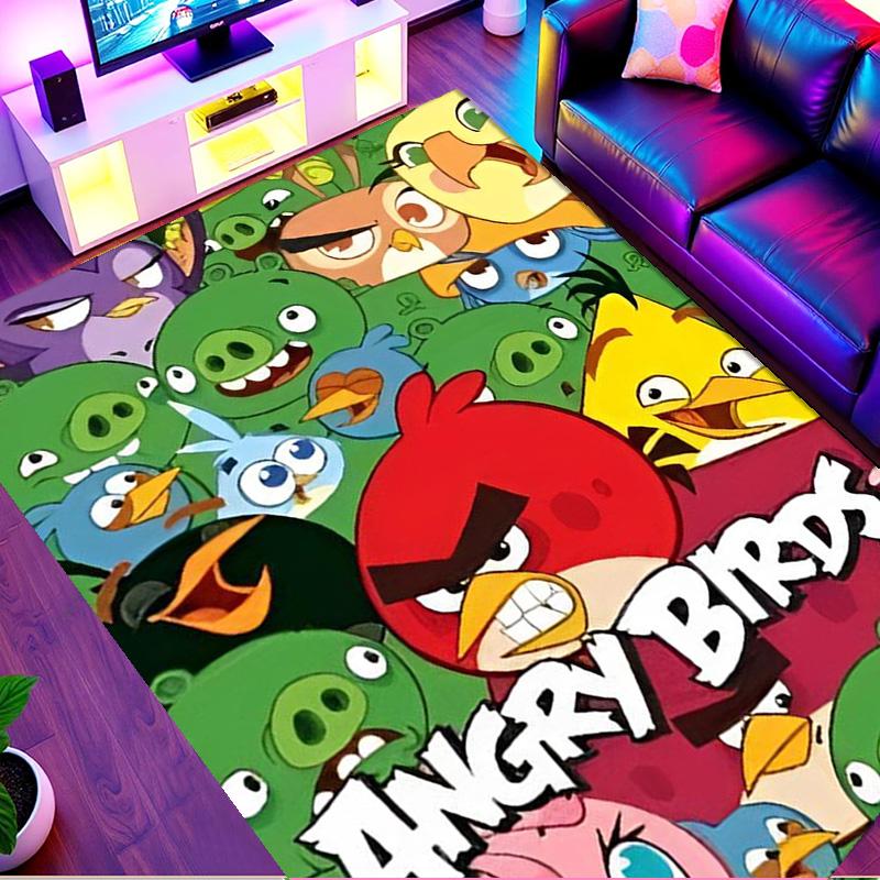Angry Birds Print Rug, Washable Floor Carpet, For Entryway Dorm Laundry Room Office Study, Home Decor Birthday Christmas Gift