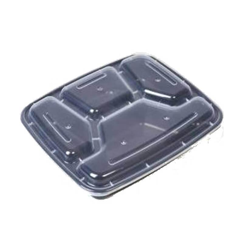 Disposable 4-Compartment Black Food Container