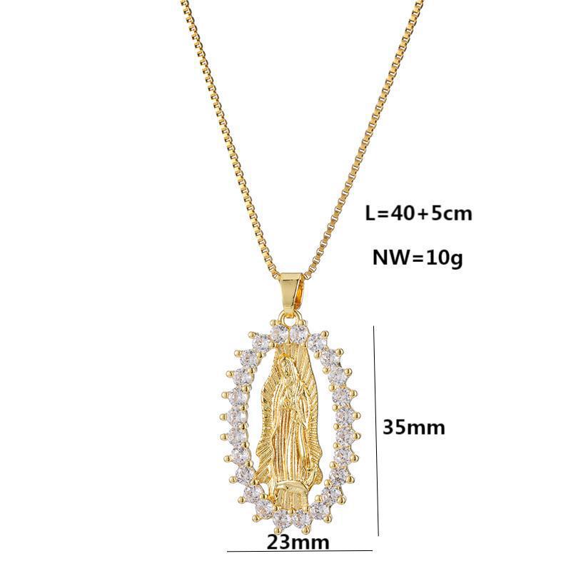 

Ожерелье с подвеской Девы Марии, покрытое 18-каратным золотом, с цирконовыми акцентами