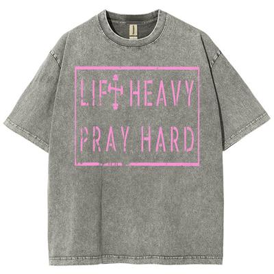 Maglietta da Donna Rosa Stampa Lettere Solida Moda Semplice Atmosfera Manica Corta Lavaggio Girocollo Oversize Unisex