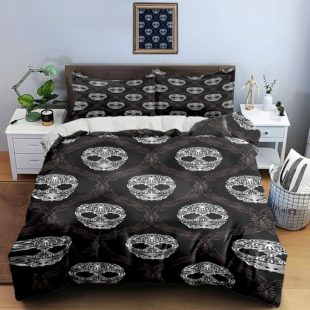 Skull-themed motifs. Bedding Duvet cover sets Duvet covers Pillowcases gifts (1 * Duvet Cover 2 * Pillowcases, without duvet insert)