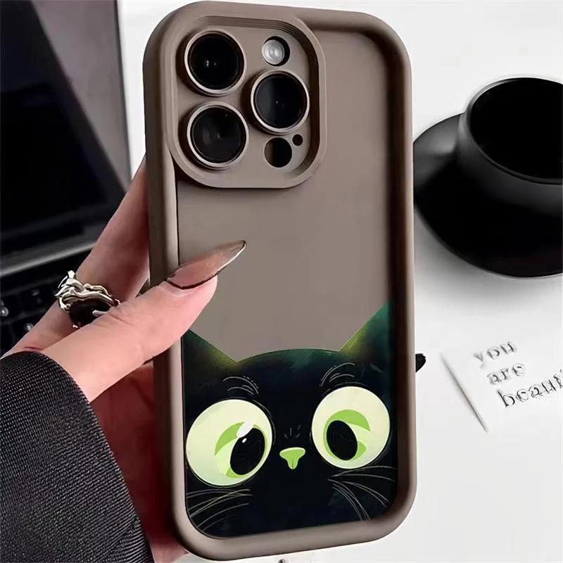 Cartoon Cat Soft Phone Case For iPhone 15 16 Pro Max Cases iPhone 14 13 12 11 Pro Max XS Max XR X 7 8 Plus 16e Shockproof Cover
