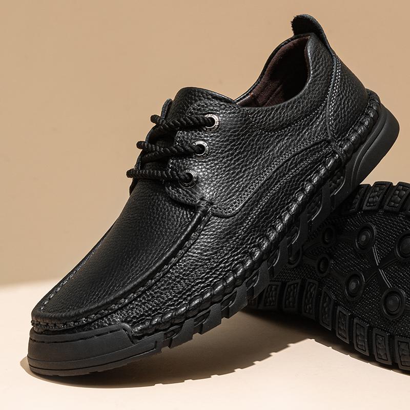Fashion Lace-Up Male Dress Shoes All-match Men's Office Footwear Classic New Men Shoes for Wedding Genuine Leather Men Walking Shoes