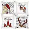 Christmas Printed Pillow Cover Red Snowflake Deer Christmas Cushion Car Sofa Linen Cushion