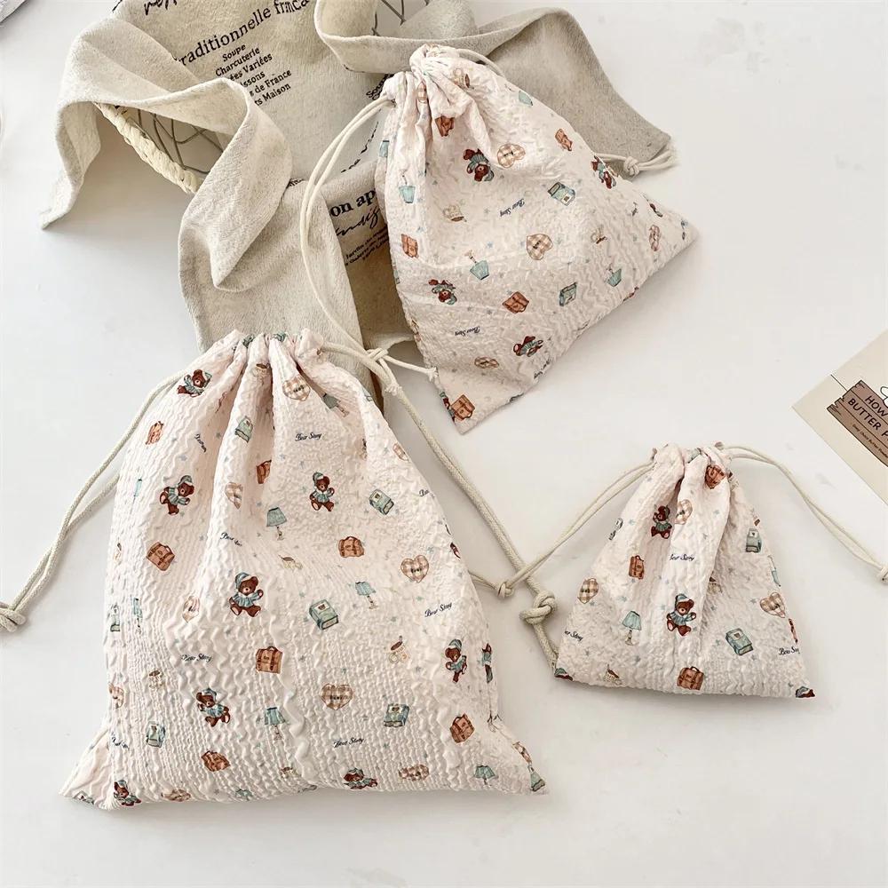 1pcs Makeup Organizer Travel Wash Sock Towel Storage Bag Cute Cartoon Drawstring Pouch for Cosmetic Brush Storage Dustproof Case
