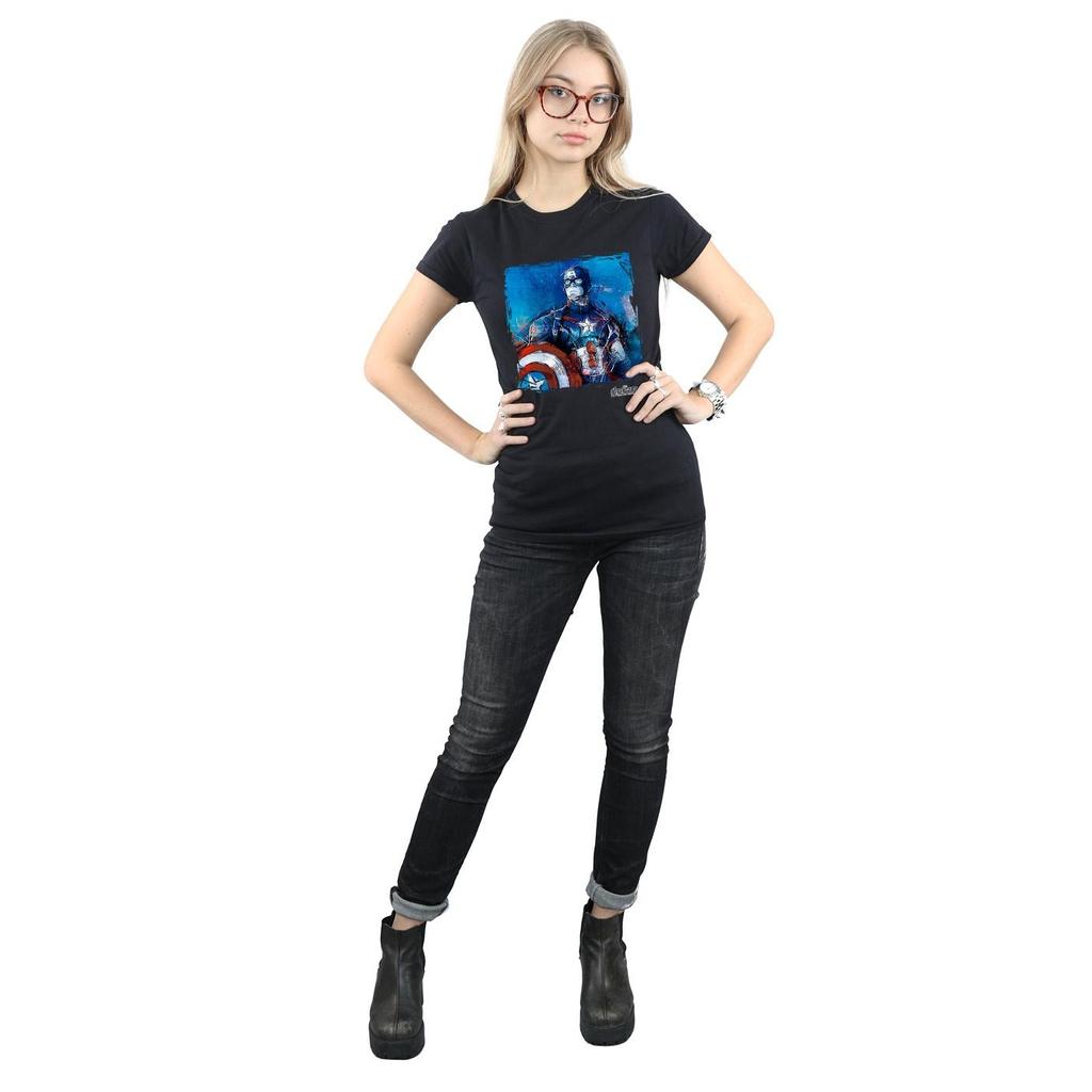 Marvel Womens/Ladies Captain America Art Cotton T-Shirt