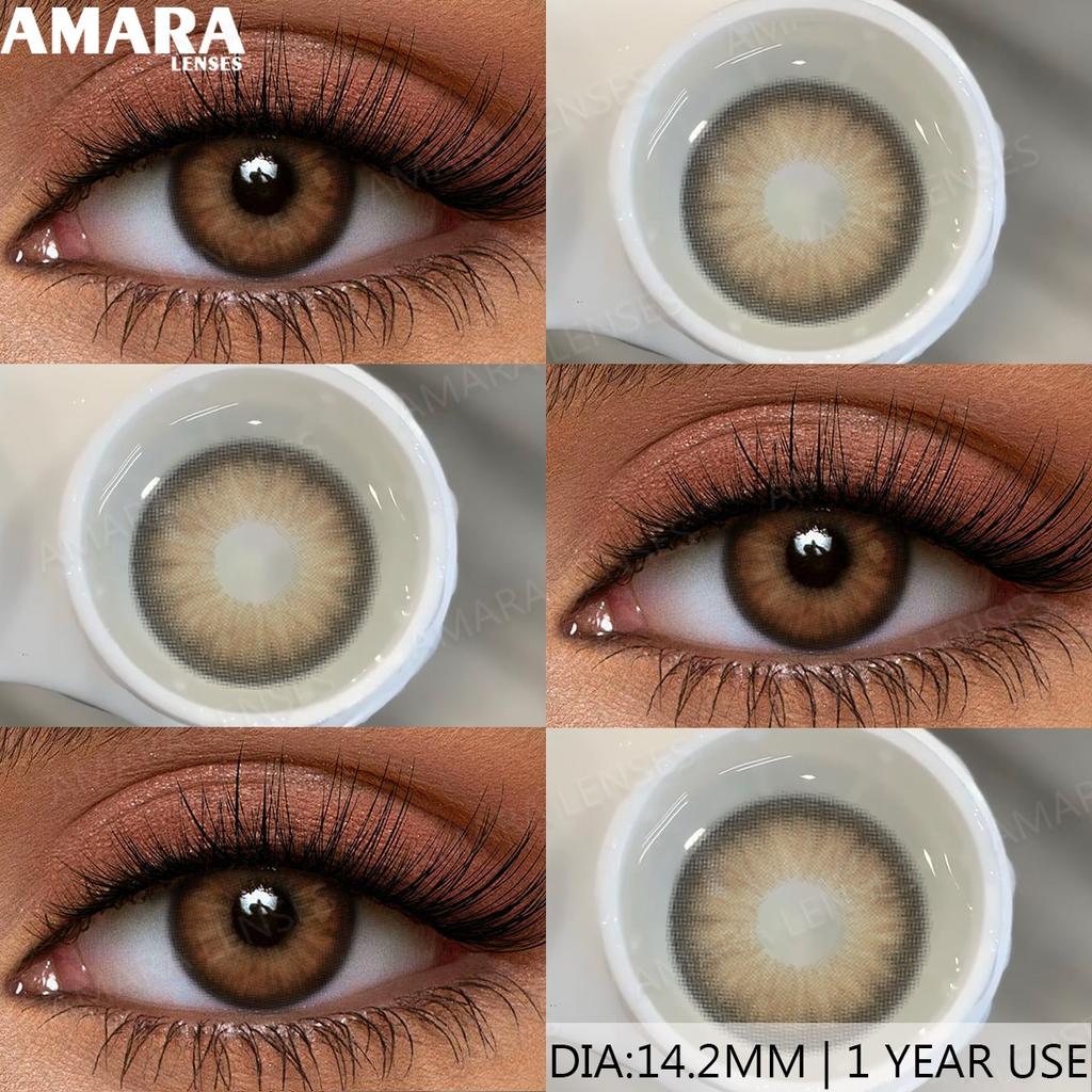 AMARA Brown Color Contacts for Eyes Makeup Eyes Lenses Gray Pupils Blue Eyes Contacts Colorful Makeup Black Lens for Party