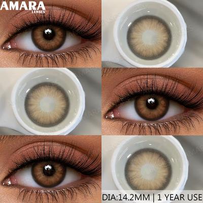 AMARA 1 Paio Lenti a Contatto Colorate WUSU Lenti Morbide Lenti di Bellezza per Occhi Colore Blu Scuro Contatto Cosmetici per Occhi Uso Annuale