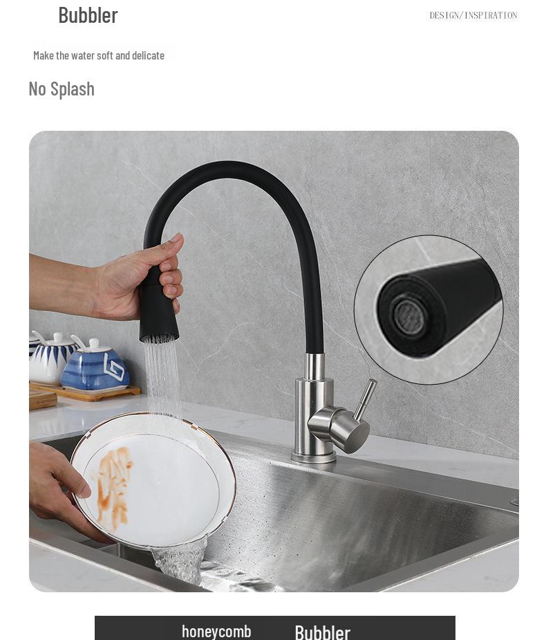 Hot Selling Kitchen Faucet: Silicone Flexible Hose, 360° Rotating Stainless Steel, Cold and Hot Water