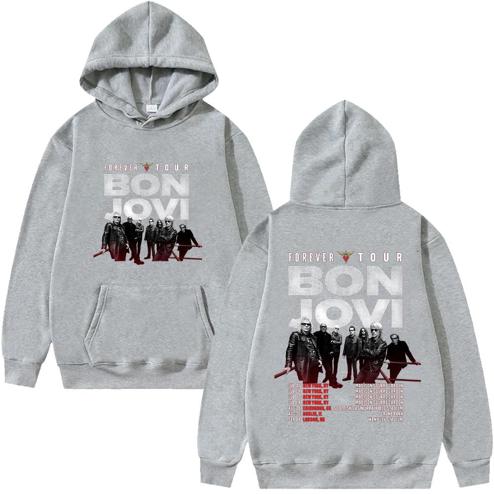 

Худі гурту Bon Jovi Bon Jovi Forever Tour Графічний одяг Унісекс Вуличний стиль Пуловери з довгим рукавом Вуличний худі L сірий