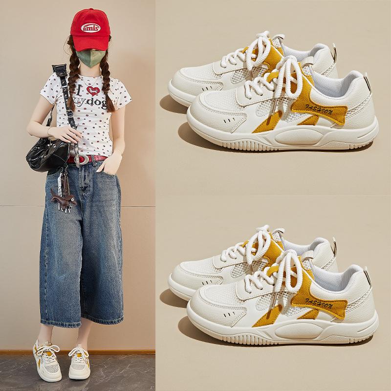 New Summer White Shoes for Female Students' Mesh Breathable Height-enhancing Casual Shoes
