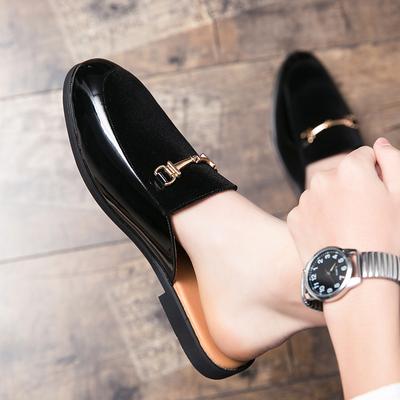 New Men's Bule Black Half Slippers Driving Shoes Male Suede Mixed Casual Mules Moccasins Breathable Loafers Zapatos Hombre