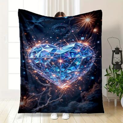 "Magical Crystal Heart Wall Art Decor"Blanket Flannel Throw Blanket for Sofa, Bed, Travel, Camping, Office, Couch, Chair, And Bed Gift for C