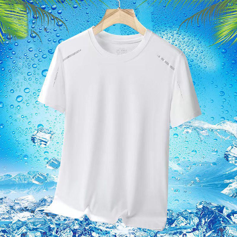 

Мужская летняя футболка Ice Silk Quick-Dry - легкая, дышащая, модная, с коротким рукавом L белый