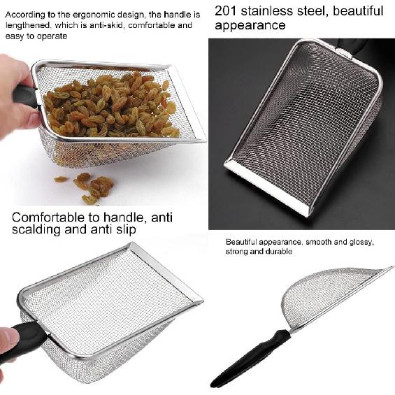 Tookie 2pcs Reptile Sand, Stainless Steel Fine Mesh Scoop Shove-l Portable Litter Scoop Reptile Litter Cleaner Scoop for Cat Litter Box, Sand