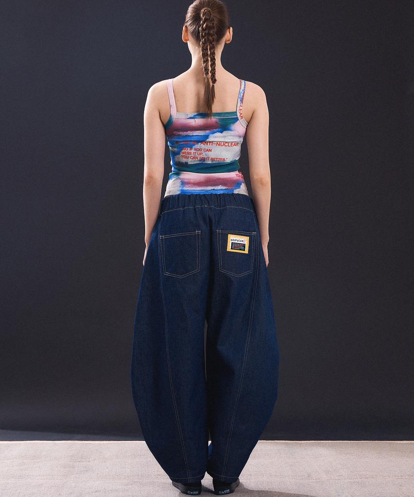 Soipeuyukaen Curved Denim Volume Pants