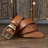 Pánský kožený opasek Retro Čistá hovězí kůže Džínový opasek Pánský Korejský styl Všechno se hodí Pravá kůže Kolíčková přezka