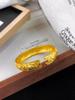 Gold Engraved Peony Flower Open Bangle Bracelet - National Style Copper Jewelry