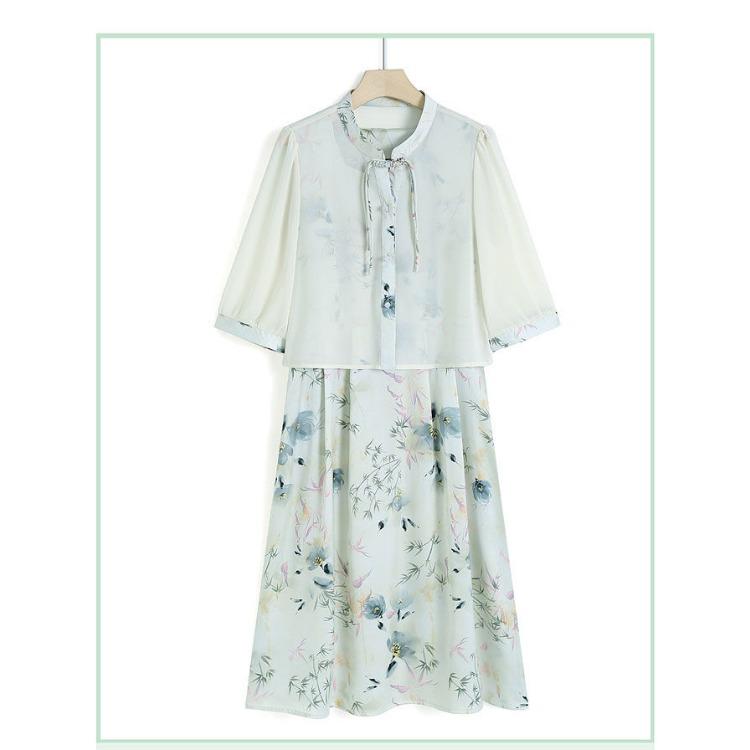 High Quality Chinese Style Summer Dress Set for Women Slimming Two Piece Outfit Fashionable and Elegant