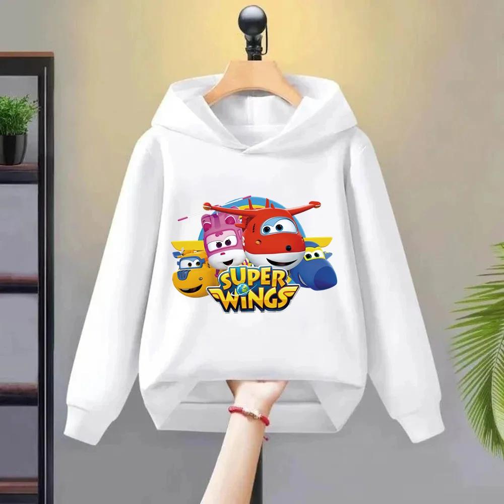 

New Trend Cartoon Super Wings Print Children s Hooded Sweatshirt Fall and Winter Outdoor Leisure Warm Boys Girls Pullover Tops 100