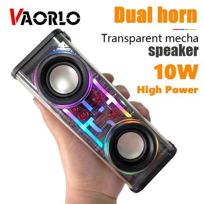 VAORLO 10W Transparentní Mecha bezdrátový Bluetooth reproduktor Zvuk Světlo Rytmus Subwoofer TWS Stereo Cyberpunk Music Center Volání handsfree