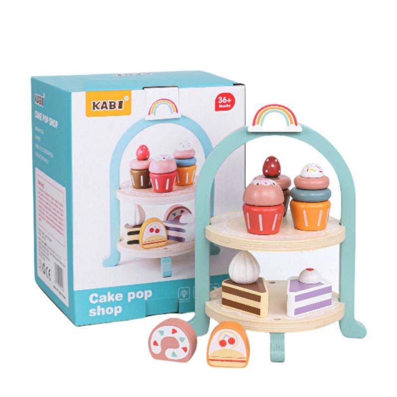 Colorful Wooden Ice Cream Shop Pretend Play Set For Kids With Realistic Tea Set Features