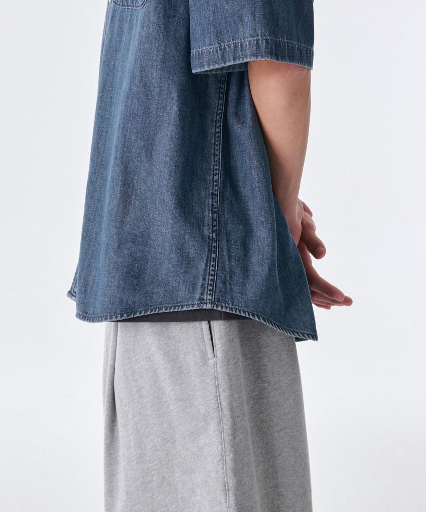 MUSINSA STANDARD Oversized Short Sleeve Denim Shirt [Medium Indigo]
