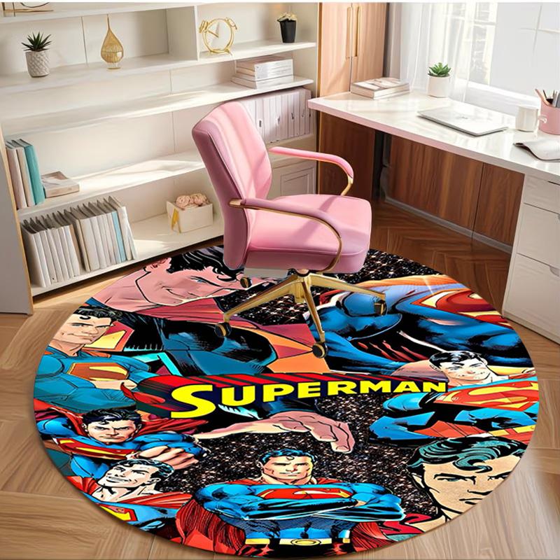 Superman Print Round Rug, Washable Floor Carpet, For Entryway Dorm Laundry Room Office Study, Home Decor Birthday Christmas Gift