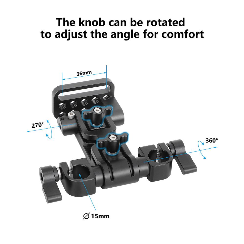 HDRIG Adjustable Support Arm Bracket with 15mm Dual Pipe Clamp & 1/4 Inch Thread Hole