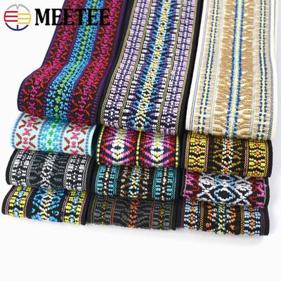 Meetee 2/3/5M Elastic Band 50mm Jacquard Stretch Webbing Ribbon for Trousers Waistband Rubber Bands Garment Sewing Accessories