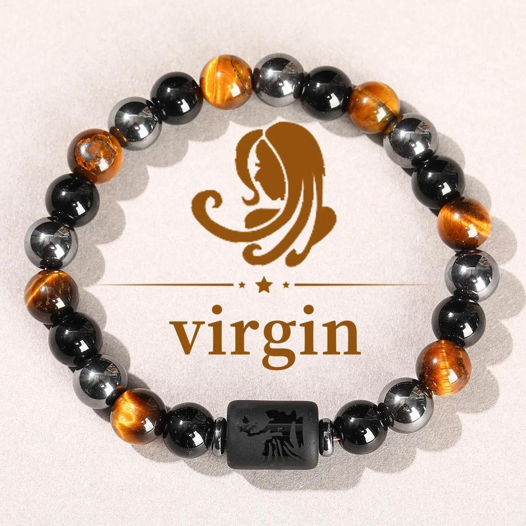 12 Tierkreiszeichen Naturstein Armband Zwillinge Steinbock Krebs Jungfrau Löwe Armband Damen Herren Freundschaftsschmuck Armbänder