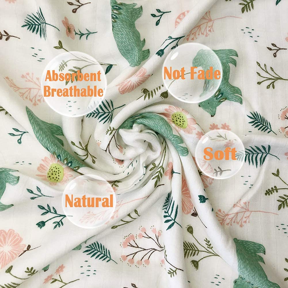 Weiche Gaze Baby 4 Lagen Bambus Baumwolle Baby Bambus Baumwolle Nickerchen Steppdecke für Jungen und Mädchen praktische Größe 110cm 115cm Hautfreundliche Decke, Wickeltuch, 70%