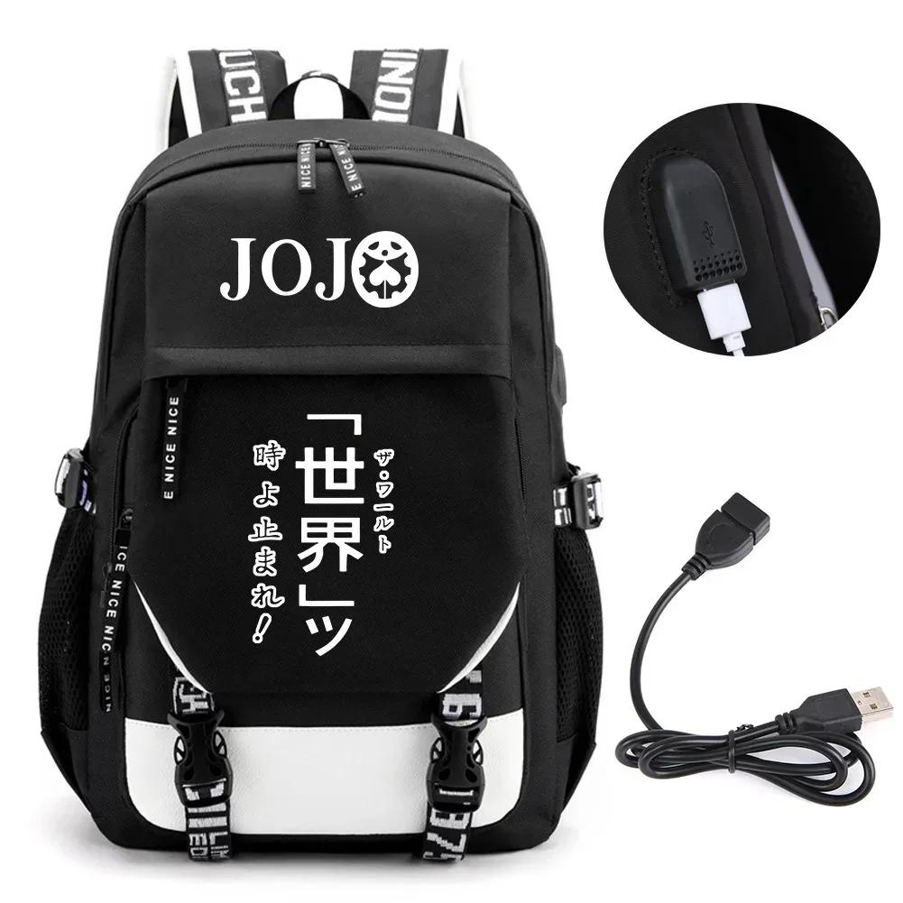Anime JOJO Jonathan Joestar Golden Experience Backpack School Bookbag with USB Port Laptop Compartment for Boys Girls Travel Bag
