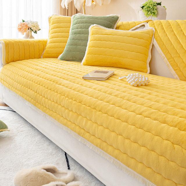 Plain Cover For Sofa And Armchairs Flannel Fleece In Living Rooms 4 Seater Non -Slip Plush Corner Couch Recliner Slipcover Soft