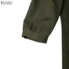 ZANZEA Women Casual V-Neck Solid Color Short Sleeve A-line Dress