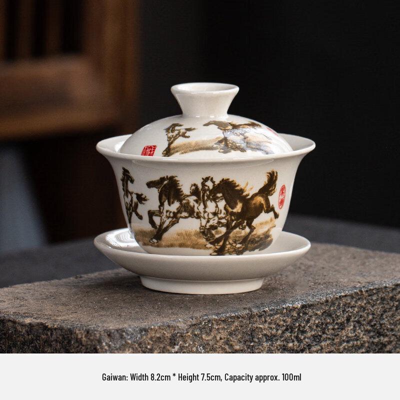 Ceramic Sancai Gaiwan Tea Bowl