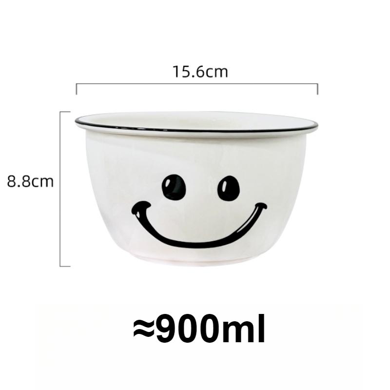 Smile Ceramic Bowl Rice Soup Salad Bowls White Plate Bowl Set Fruit Bowls Kitchen Household Supplies Nordic Korean Tableware